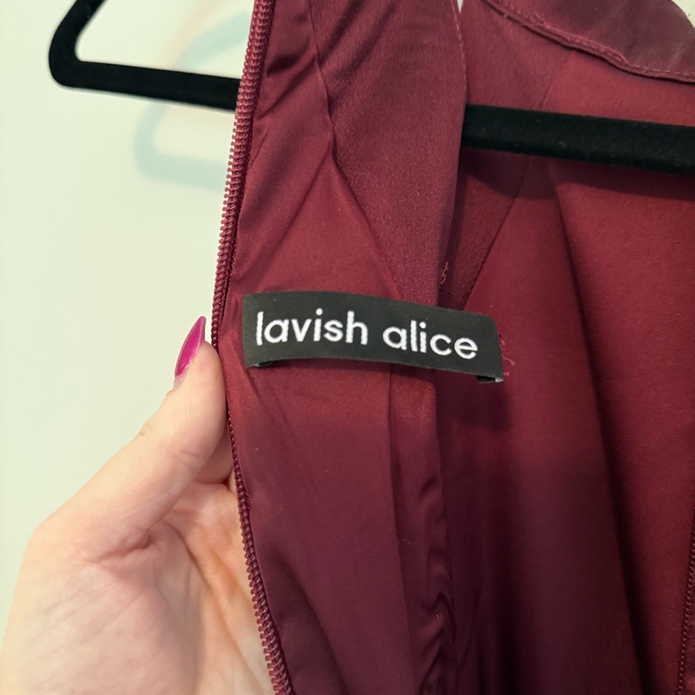 Lavish Alice Burgundy One-Shoulder Dress - Picture 5 of 7